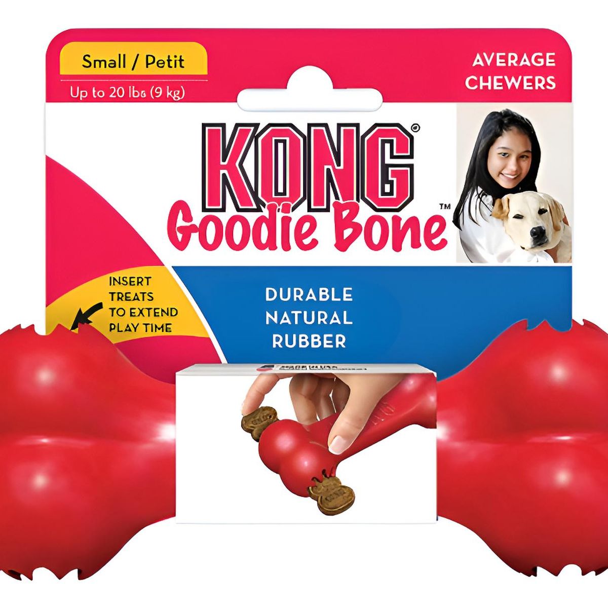 KONG - Kong Goodie Bone Hueso Rellenable Juguete Para Perro Talla S Rojo
