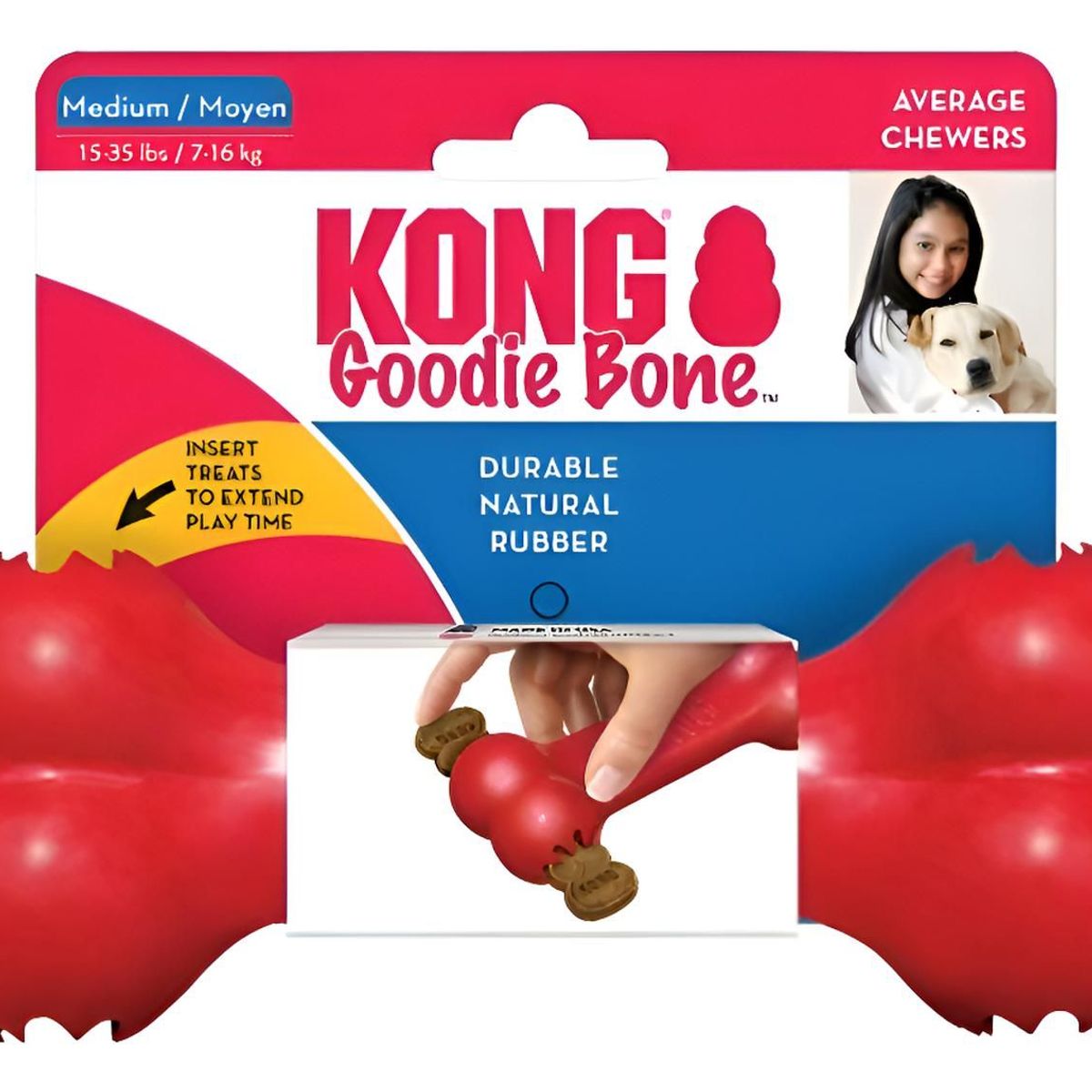 KONG - Kong Goodie Bone Hueso Rellenable Juguete Para Perro Talla M Rojo