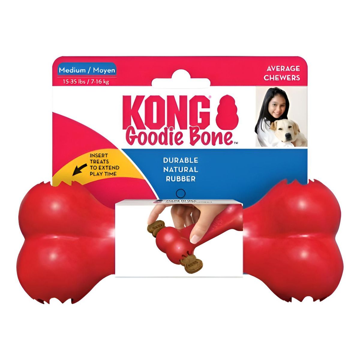 KONG - Kong Goodie Bone Hueso Rellenable Juguete Para Perro Talla M Rojo