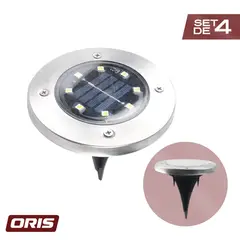 ORIS - Set 4 Luces Solares Piso Estaca Jardin Exterior 8 Leds Kiosclub