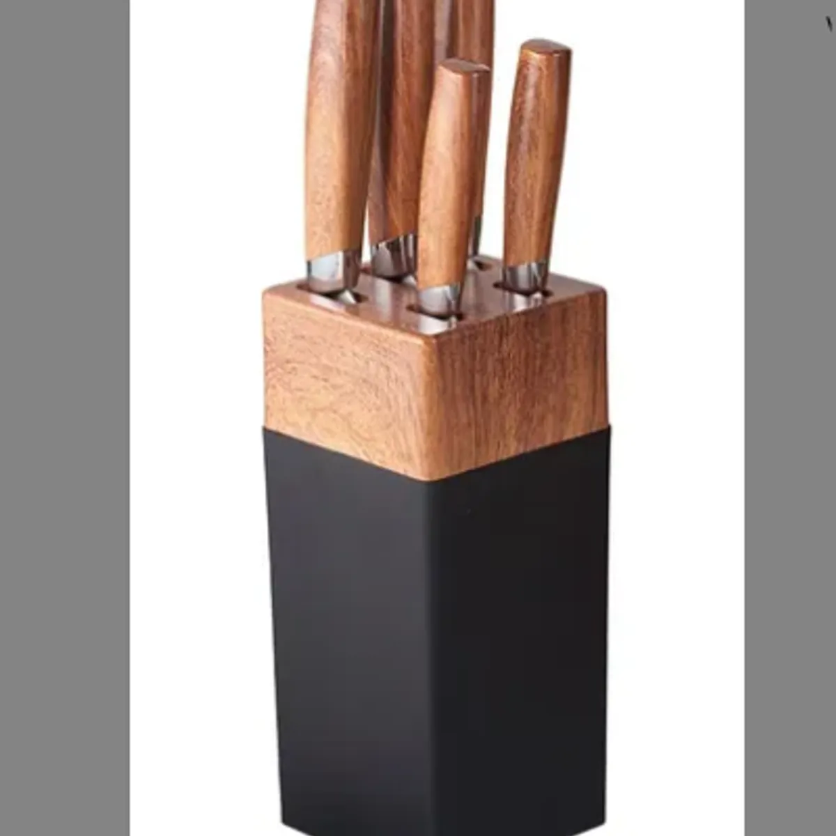 GENERICO - Set De Cuchillos 5 Piezas + Taco Hojas De Acero Inoxidable