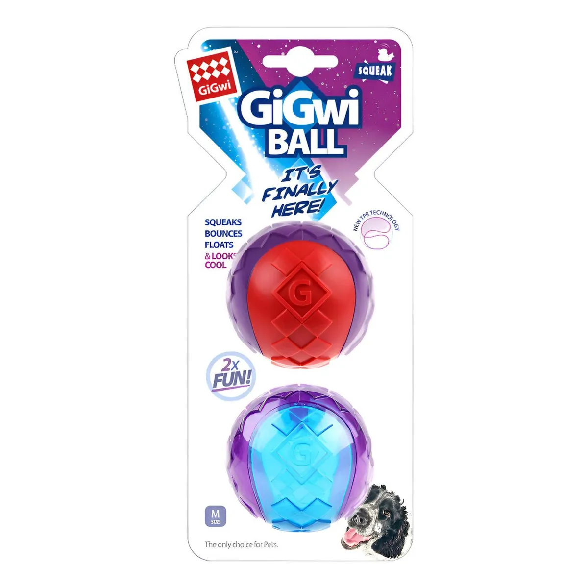 GIGWI - Pelota Juguete Para Perros Squeak 2 Unidades Talla M Gigwi Mixto - Rojo