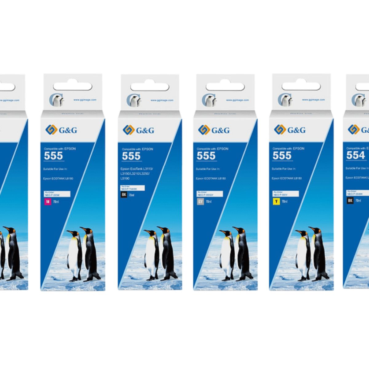 Pack 6 Tintas T555 T554 Altenativos Para Epson L8160/l8180, marca CREA PRINT - Foto Principal