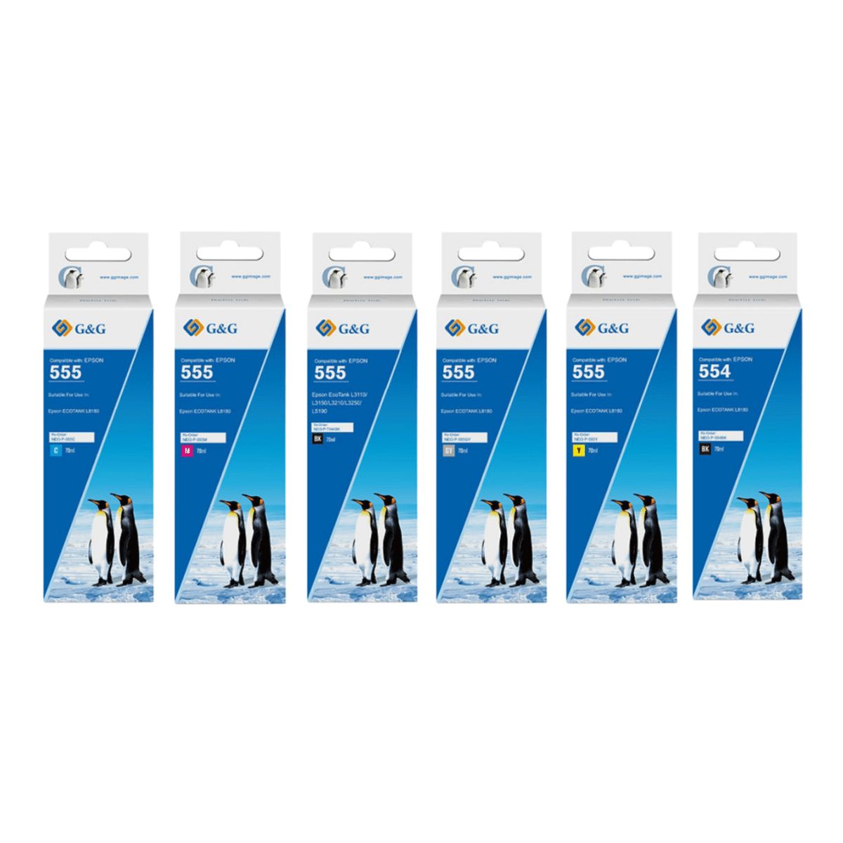 Pack 6 Tintas T555 T554 Altenativos Para Epson L8160/l8180, marca CREA PRINT - Foto Principal