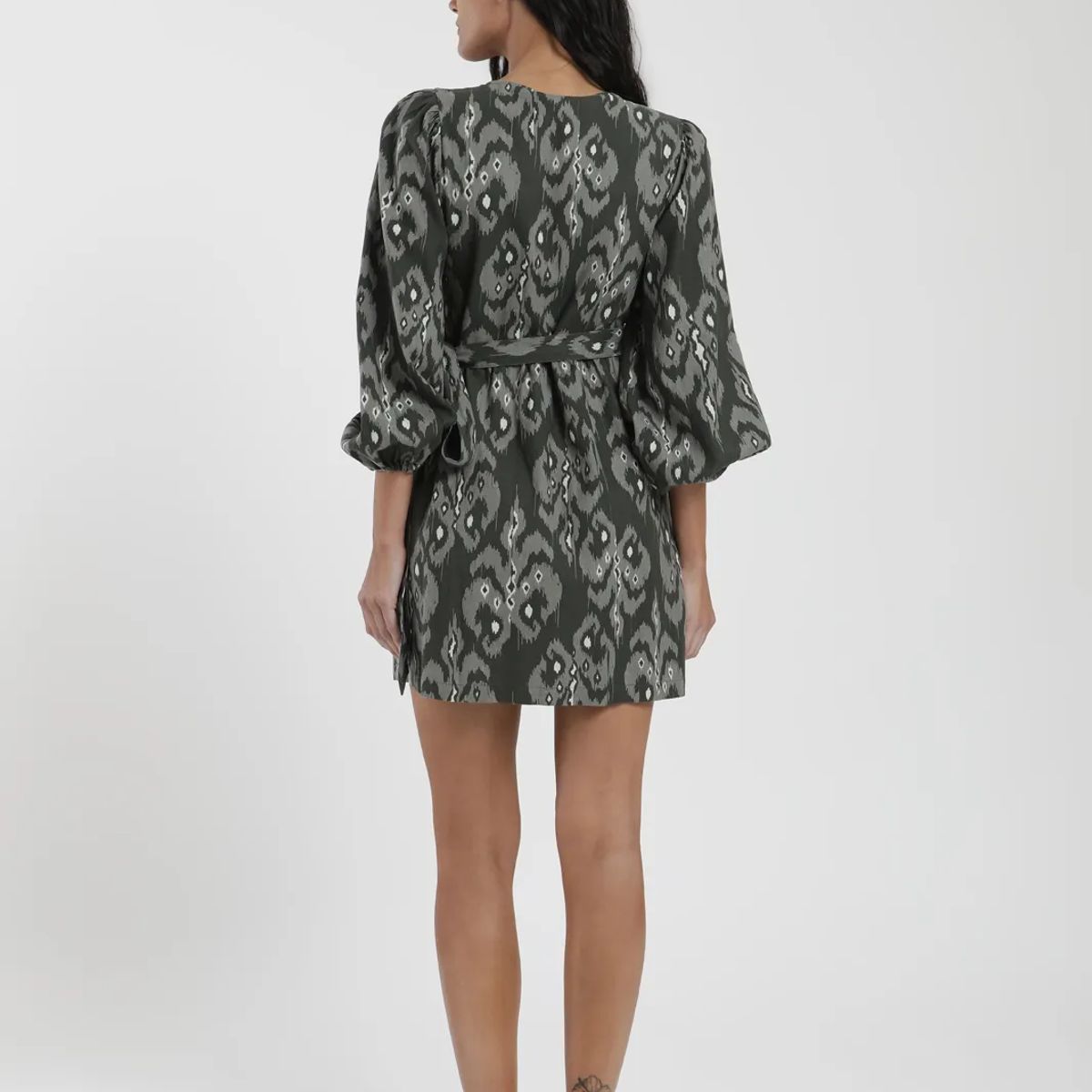 FROENS - Vestido Corto Wrap Mujer -Lino