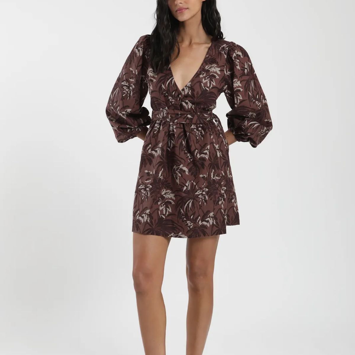 FROENS - Vestido Corto Wrap Mujer -Lino