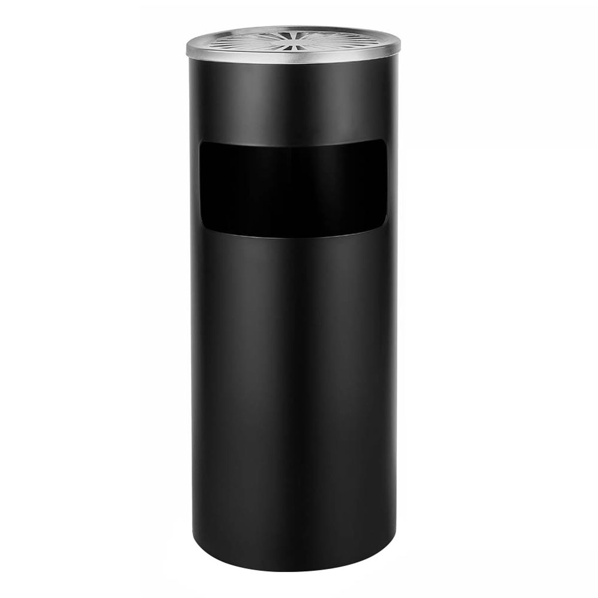 GENERICO - Papelero Metálico Negro con Cesto y Cenicero