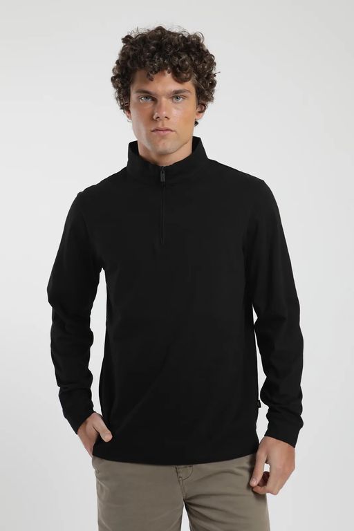 Poleron Sin gorro Ulmo Hombre - Algodon Organico Negro S