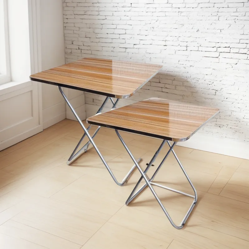 GENERICO - X2 Mesa De Centro Cuadrada Auxiliar Pegable Mesa Centro 60cm Marrón Claro