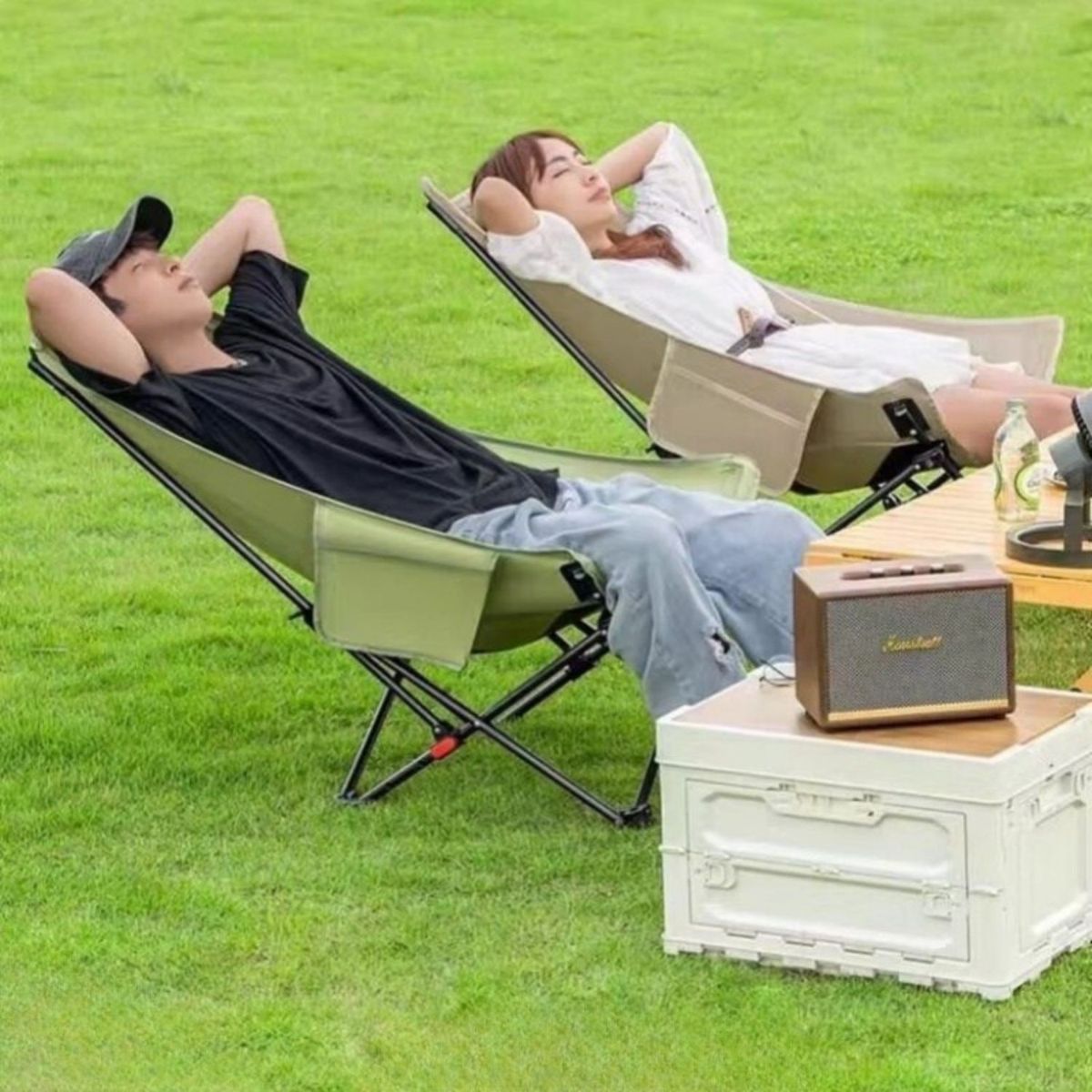 BABYLUNA - Silla Reposera para Camping Reclinable con 3 Posiciones de Respaldo