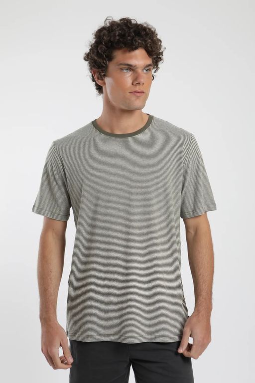 Polera Rayas Tejida Hombre - Lino Verde XS