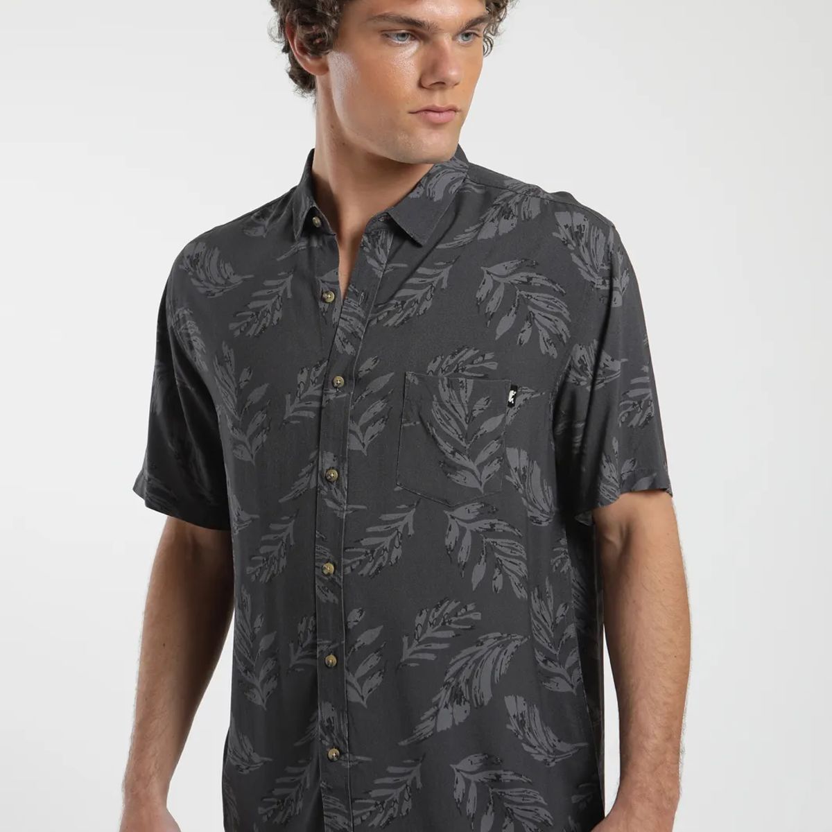 FROENS - Camisa Trazo Hojas Hombre - Viscosa