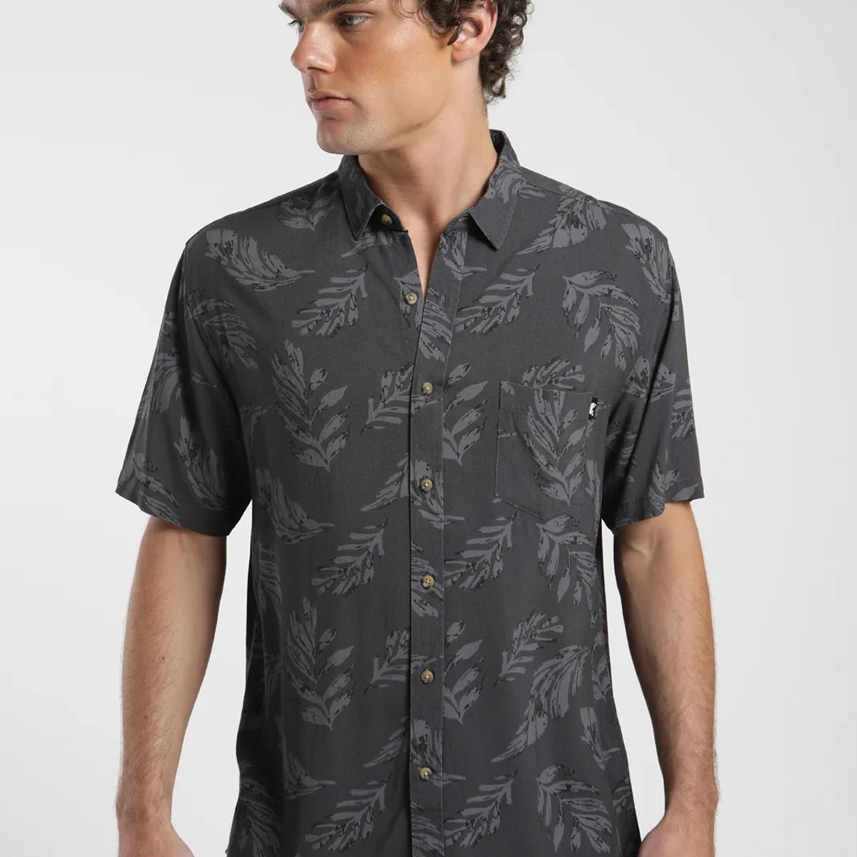 FROENS - Camisa Trazo Hojas Hombre - Viscosa