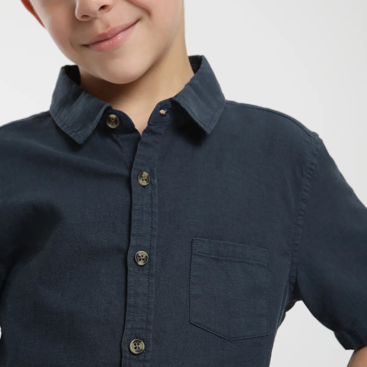FROENS - Camisa  Kids Classic Azul-Algodón Organico