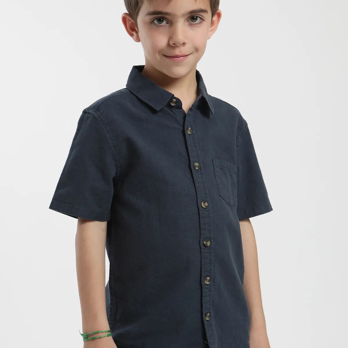 FROENS - Camisa  Kids Classic Azul-Algodón Organico