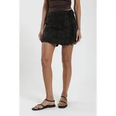 FROENS - Falda Corta Cintas Mujer - Lino