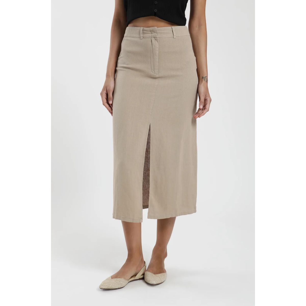 FROENS - Falda Larga Lisa Mujer Froens - Lino