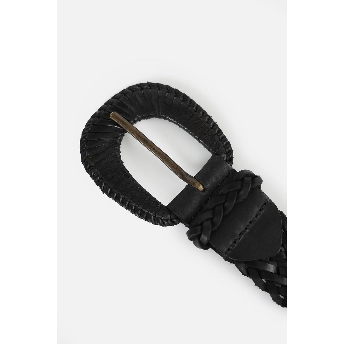 FROENS - Cinturon Mujer Trenza Negro-Cuero