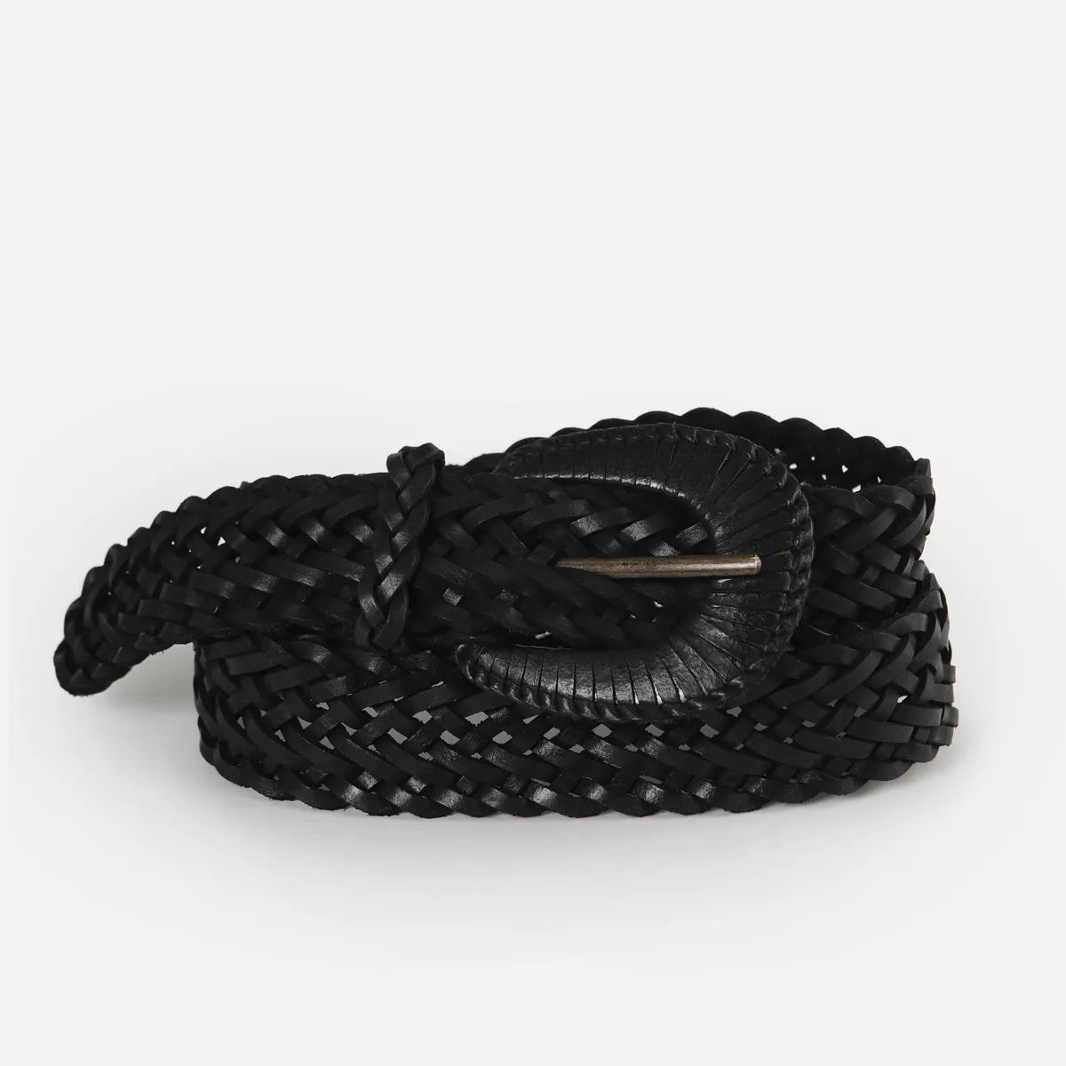 FROENS - Cinturon Mujer Trenza Negro-Cuero