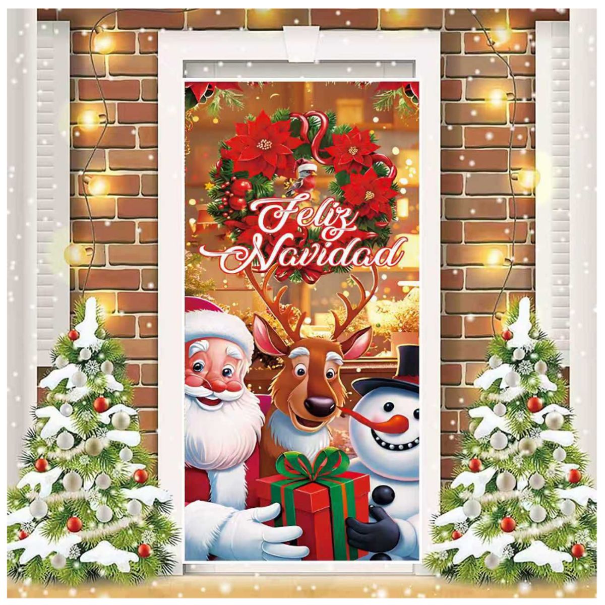 GENERICO - Funda Elásticada Cubierta Para Puertas Decoración Navideña