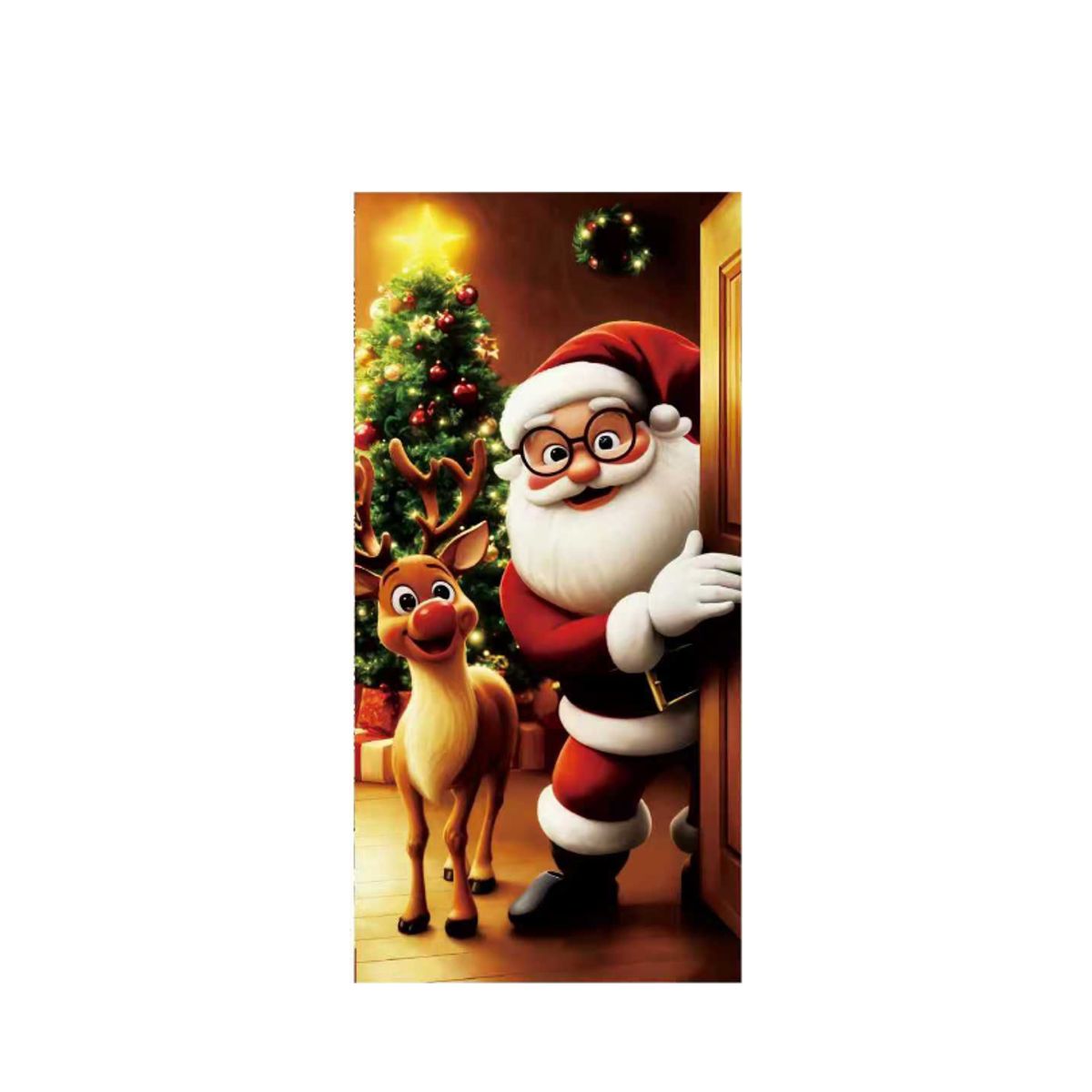 GENERICO - Funda Elásticada Cubierta Para Puertas Decoración Navideña