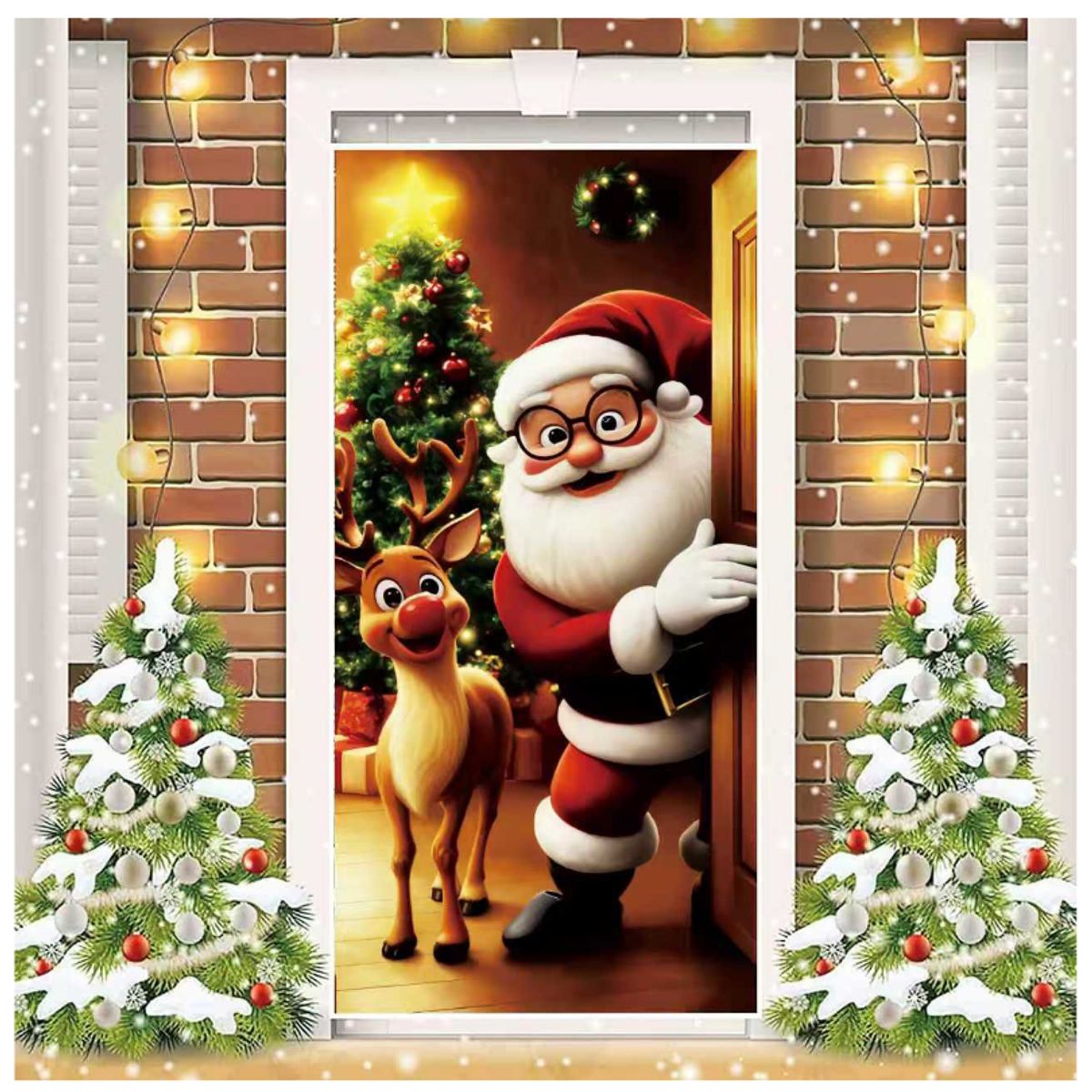 GENERICO - Funda Elásticada Cubierta Para Puertas Decoración Navideña