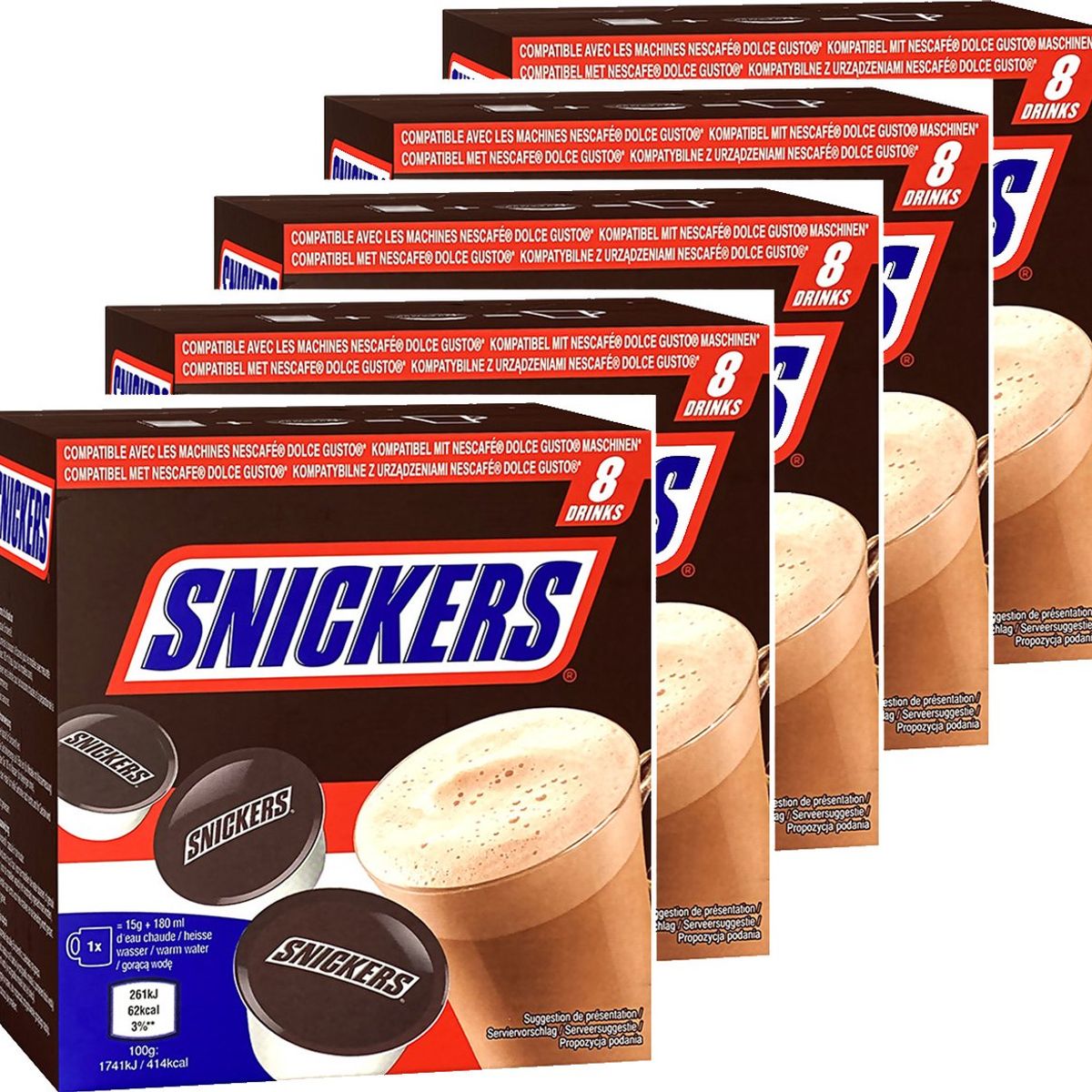 SNICKERS - Chocolate Caliente en Cápsulas Snickers 5 x 8 un 120 g