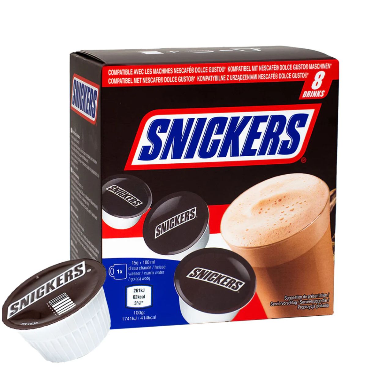 SNICKERS - Chocolate Caliente en Cápsulas Snickers 8 un 120 g