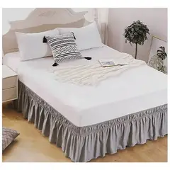 DIANA - FALDON PARA CAMA TAMAÑO KING COLOR GRIS - 180CM x 200CM x 40CM