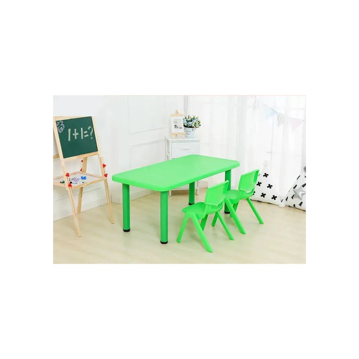 GENERICO - Mesa Plastica Infantil Rectangular Mesas Niños 120x50cm Verde