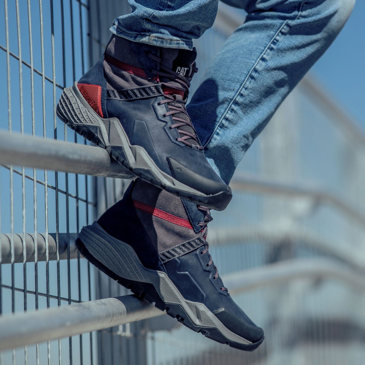 CAT - Cat Botin Hombre Cuero Azul