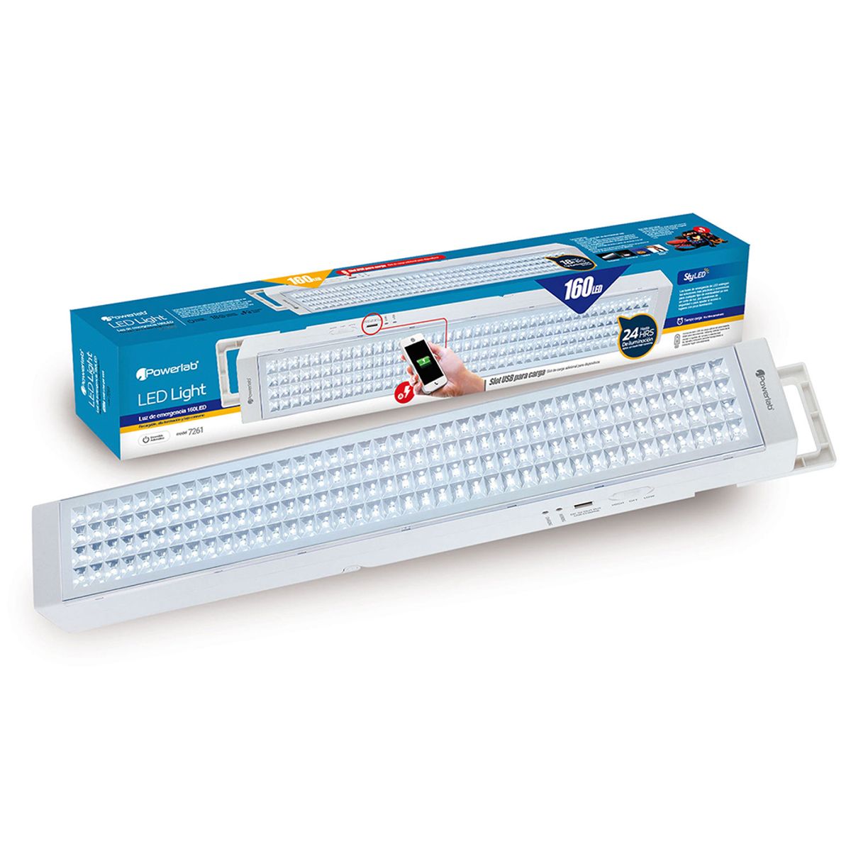POWERLAB - Lampara emergencia recargable Powerlab 160 led