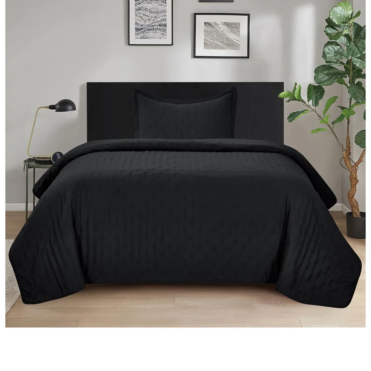 ILLUSIONS - Quilt Roma Illusions Single (apto 1 Pl Y 1.5 Pl) Negro