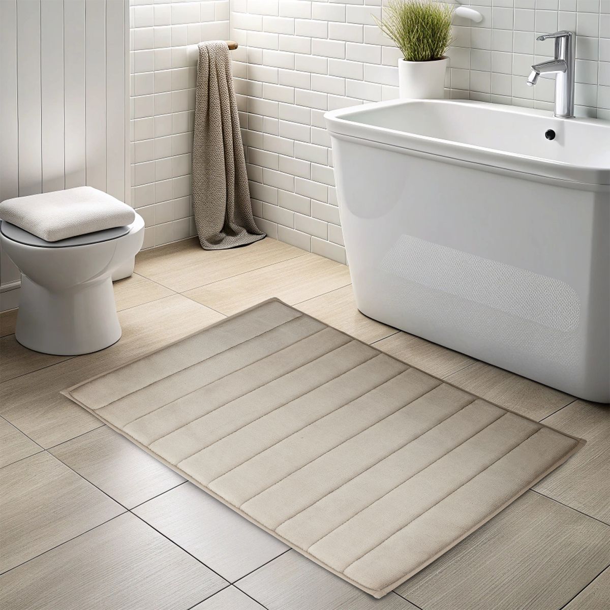 NAUTICA - Alfombra de baño Nautica Home 50x80cm coralina ultra suave marfil