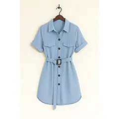 MARABU - Vestido Camisero Largo Mujer Casual