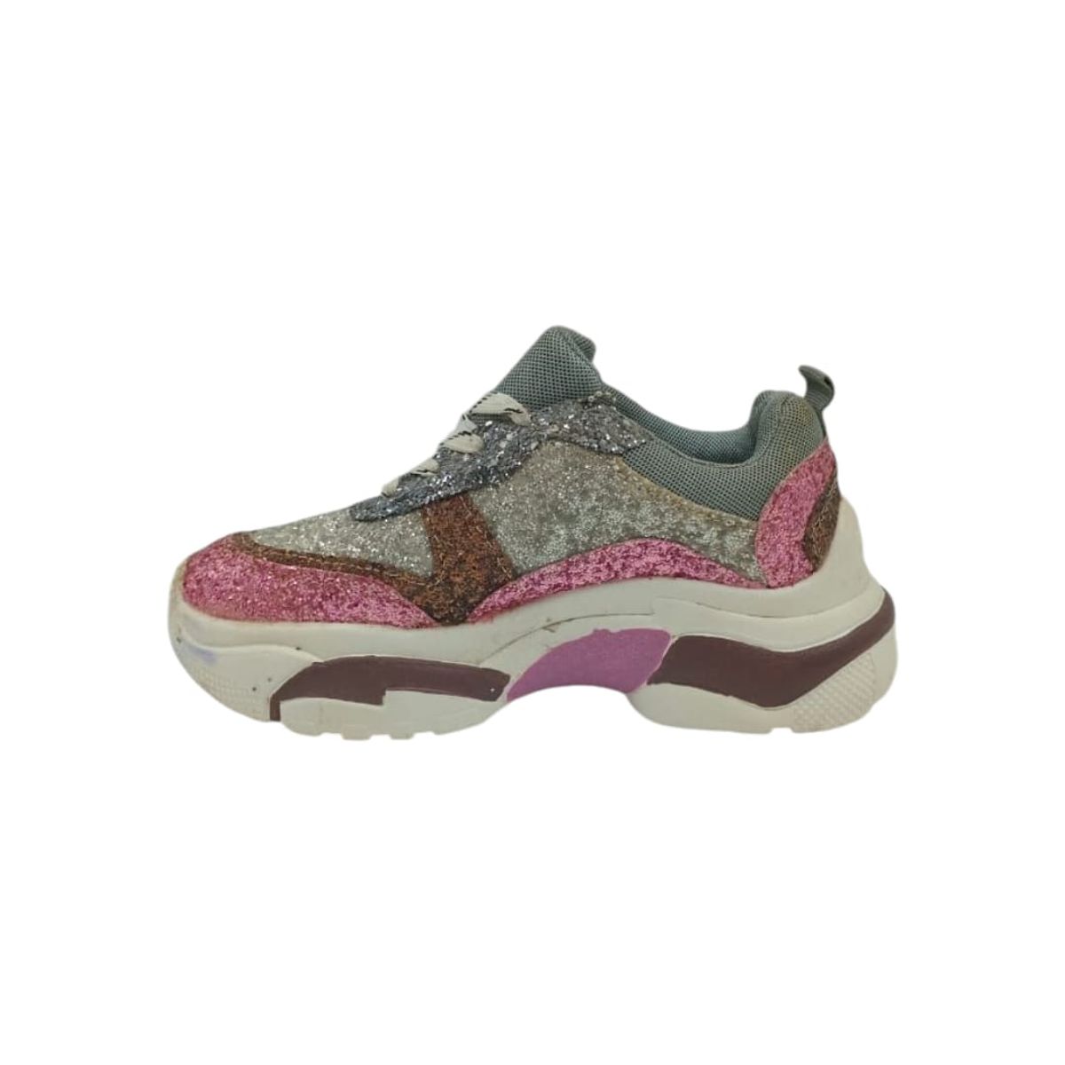 HERIEL - Zapatilla Rosa Glitter Plataforma Mujer