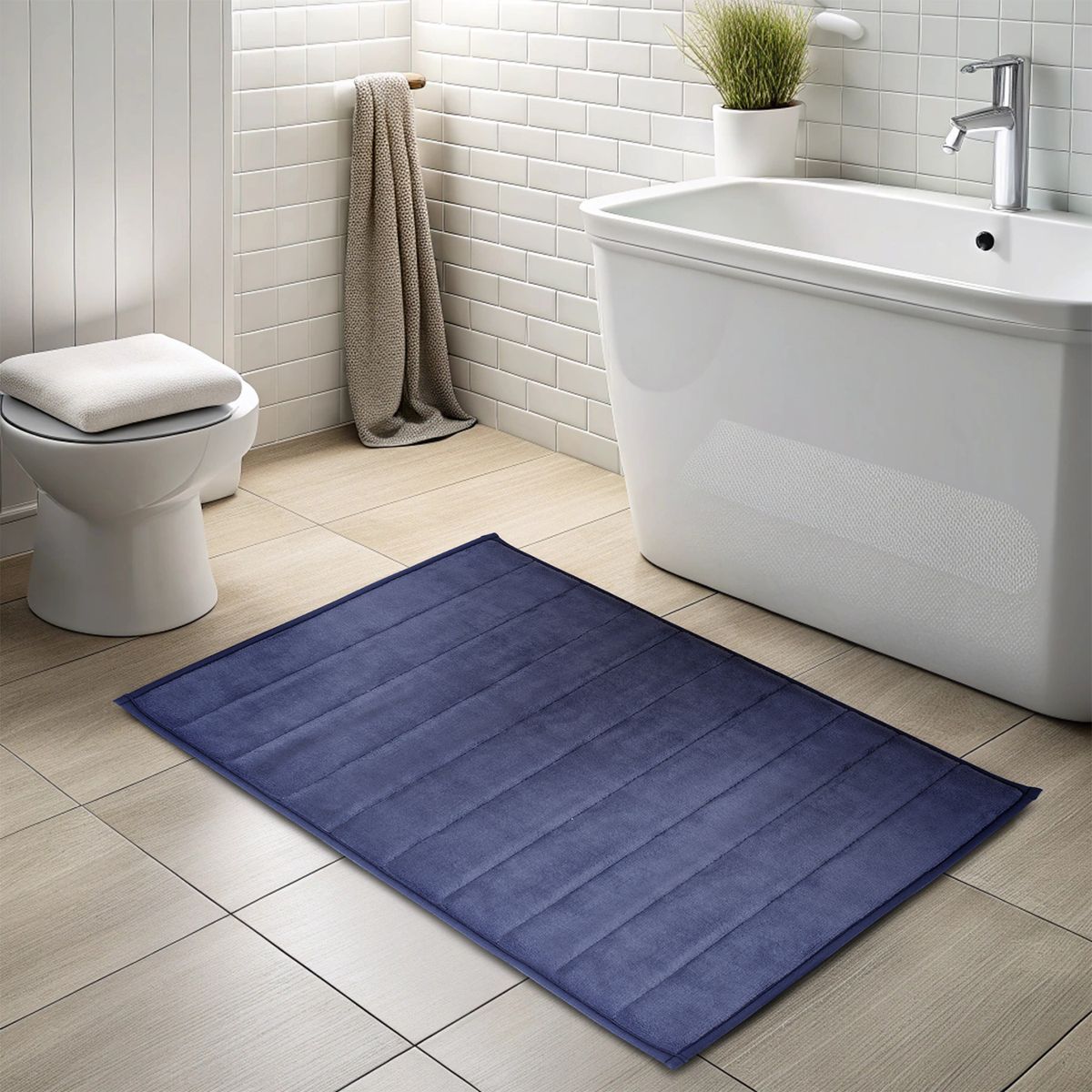 NAUTICA - Alfombra de baño Nautica Home 50x80cm coralina ultra suave azul
