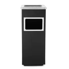 GENERICO - Papelero Metálico Negro con Cenicero Cuadrado