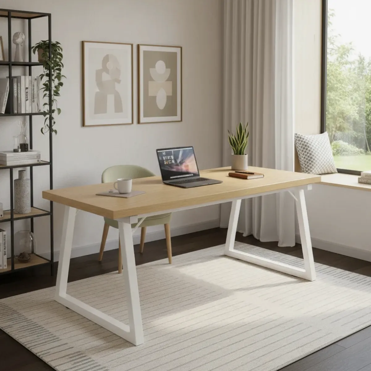 HOMER DESIGN - Escritorio Pata Metal Oficina 120x60x75cm Gruesa 30mm