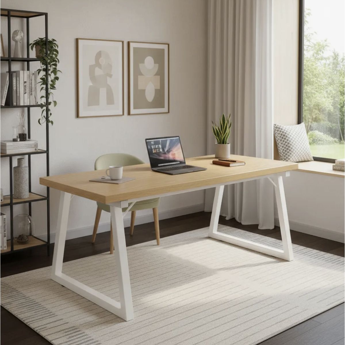 HOMER DESIGN - Escritorio Pata Metal Oficina 120x60x75cm Gruesa 30mm