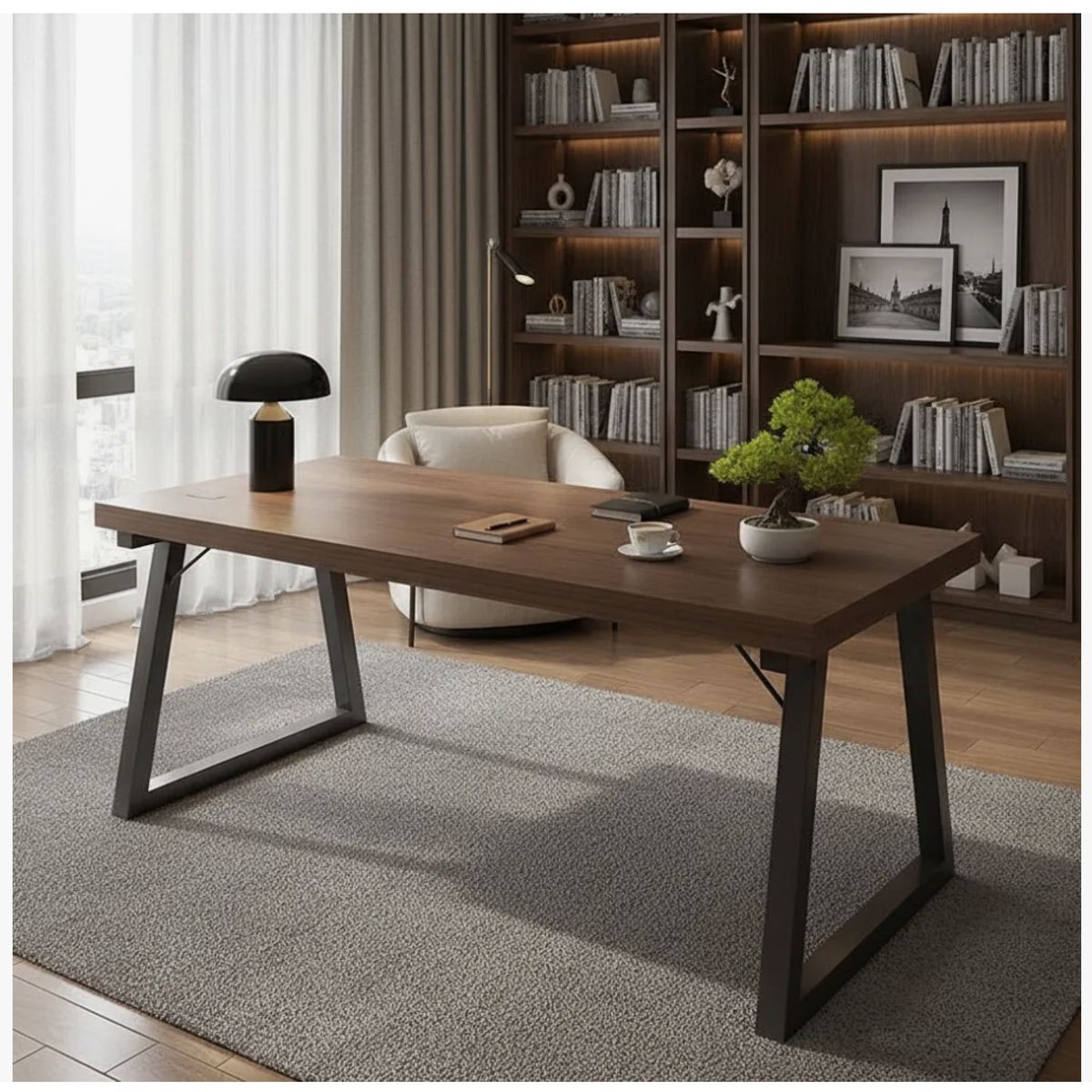 HOMER DESIGN - Escritorio Pata Metal Oficina 120x60x75cm Gruesa 30mm