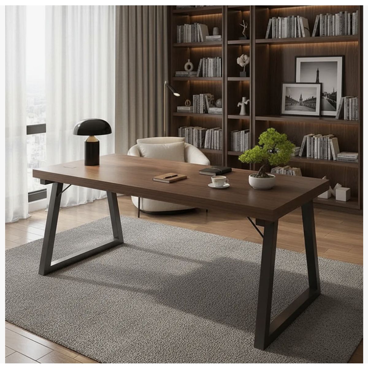 HOMER DESIGN - Escritorio Pata Metal Oficina 120x60x75cm Gruesa 30mm