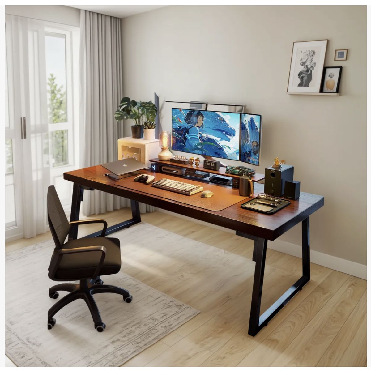 HOMER DESIGN - Escritorio Pata Metal Oficina 120x60x75cm Gruesa 30mm