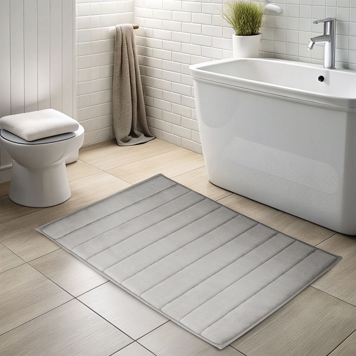 NAUTICA - Alfombra de baño Nautica Home 50x80cm coralina ultra suave gris