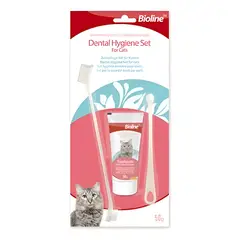 BIOLINE - Set De Higiene Dental Con Cepillo Para Mascota Gato Queso