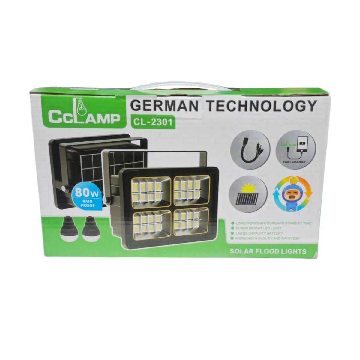 GENERICO - LAMPARA  RECARGABLE SOLAR 80WT CON 2 AMPOLLETAS PARA CAMPING CARGA TELEFONO