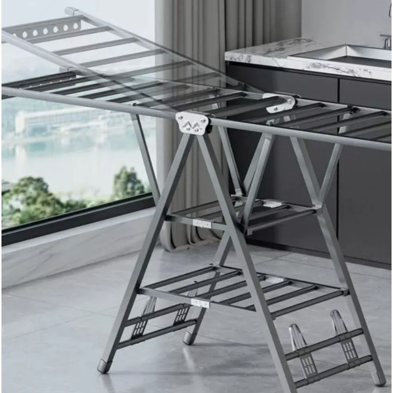 IDEEHOUSE - Tendedero Plegable Acero Inoxidable 170cm Gris Oscuro