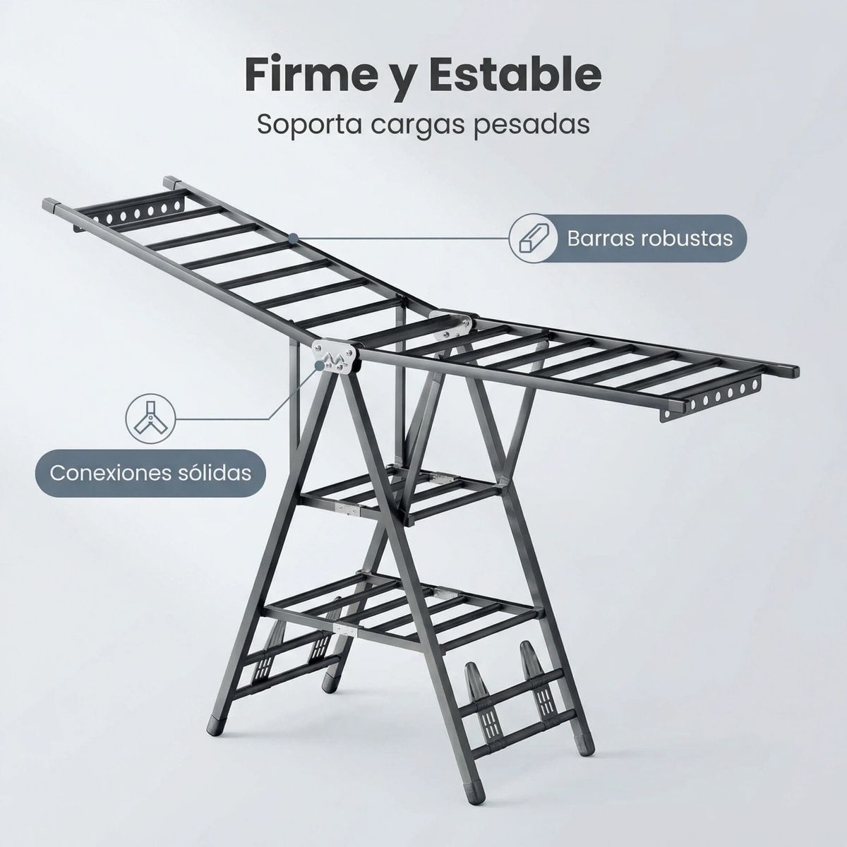 IDEEHOUSE - Tendedero Plegable Acero Inoxidable 170cm Gris Oscuro