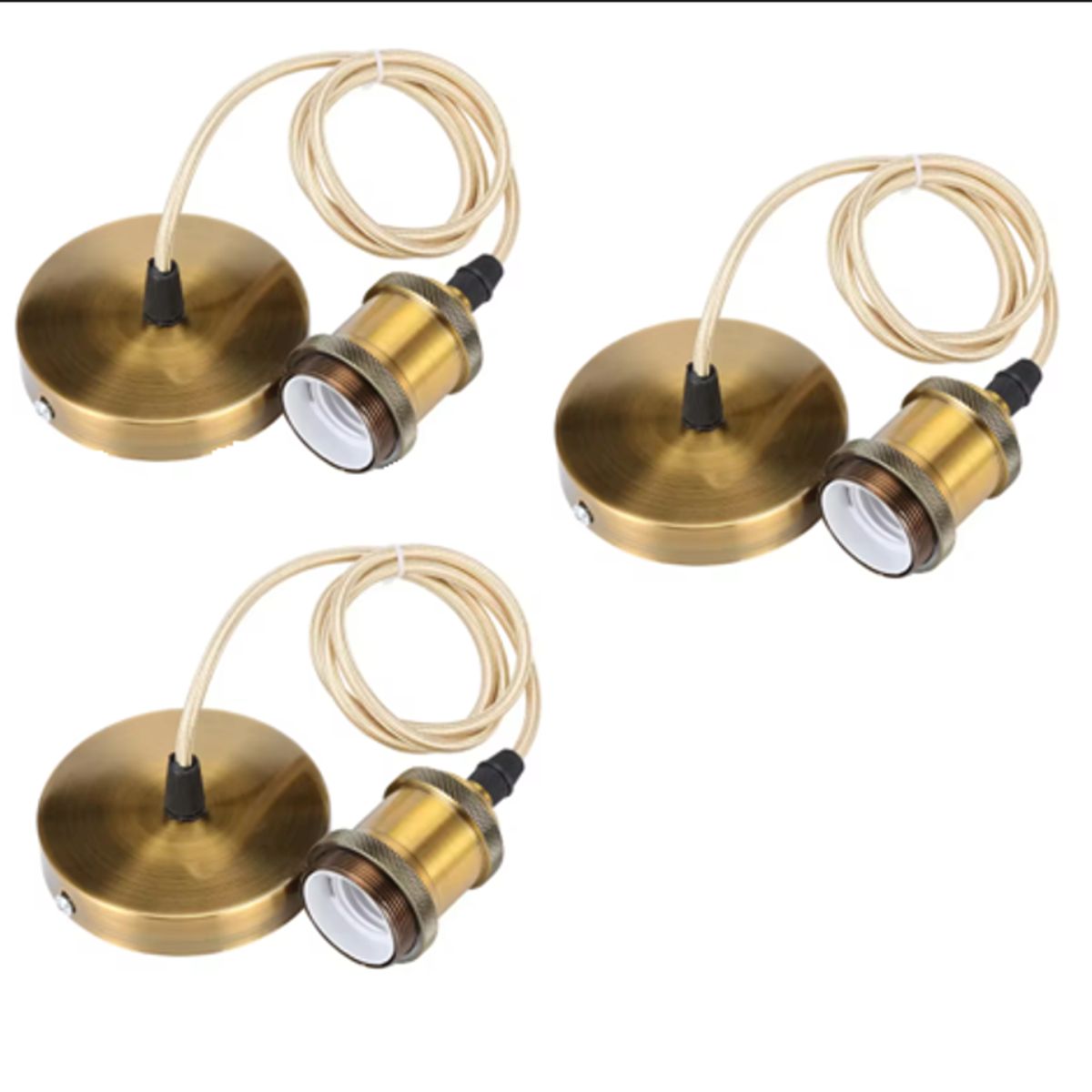 WANT - Pack 3 Soquetes Colgantes Dorados Vintage E27 (Certificado)