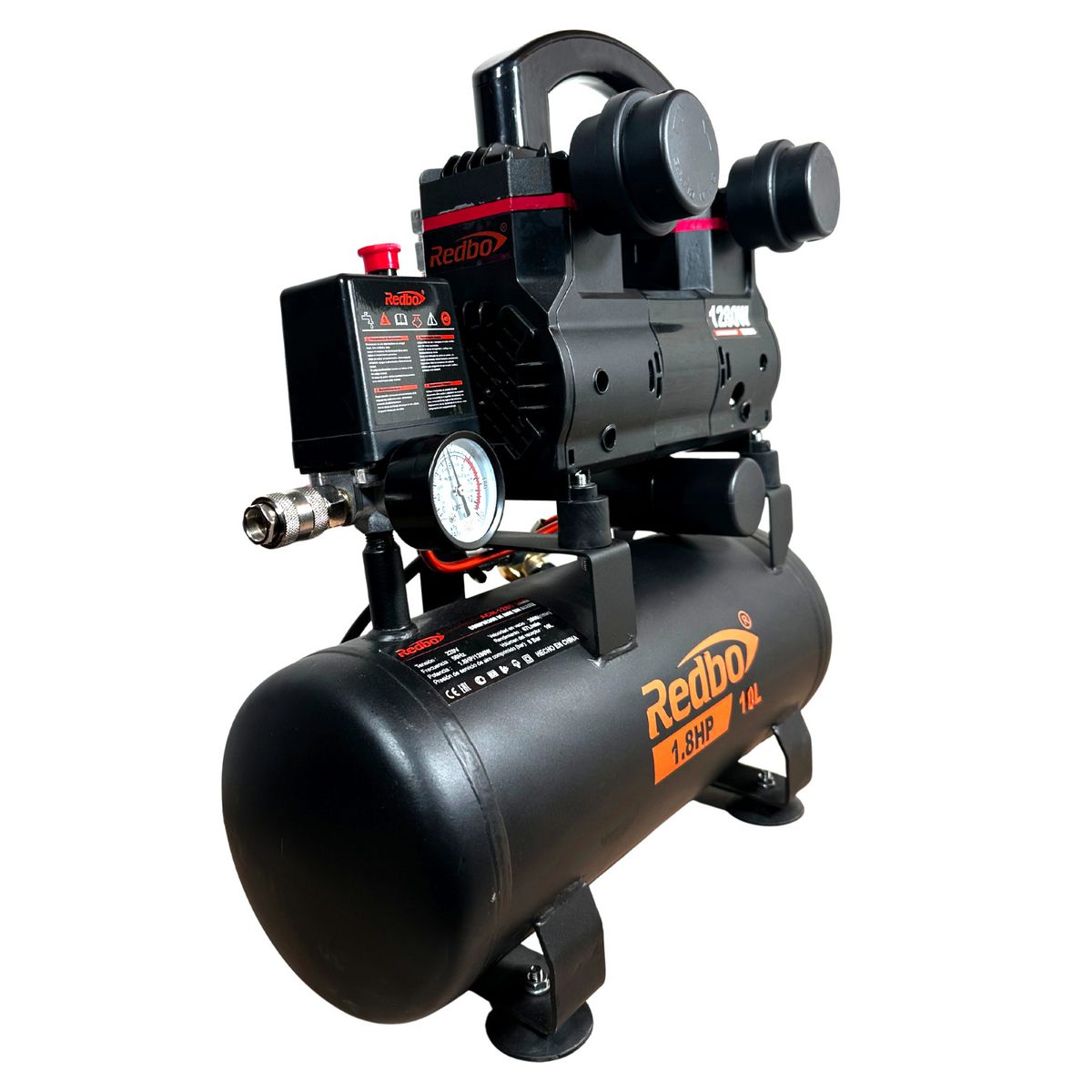 Compresor de Aire Libre de Aceite Redbo ACN-1280 "Silent Air 10" (10L, 1.8 HP, Bajo Ruido), marca REDBO - Foto Principal